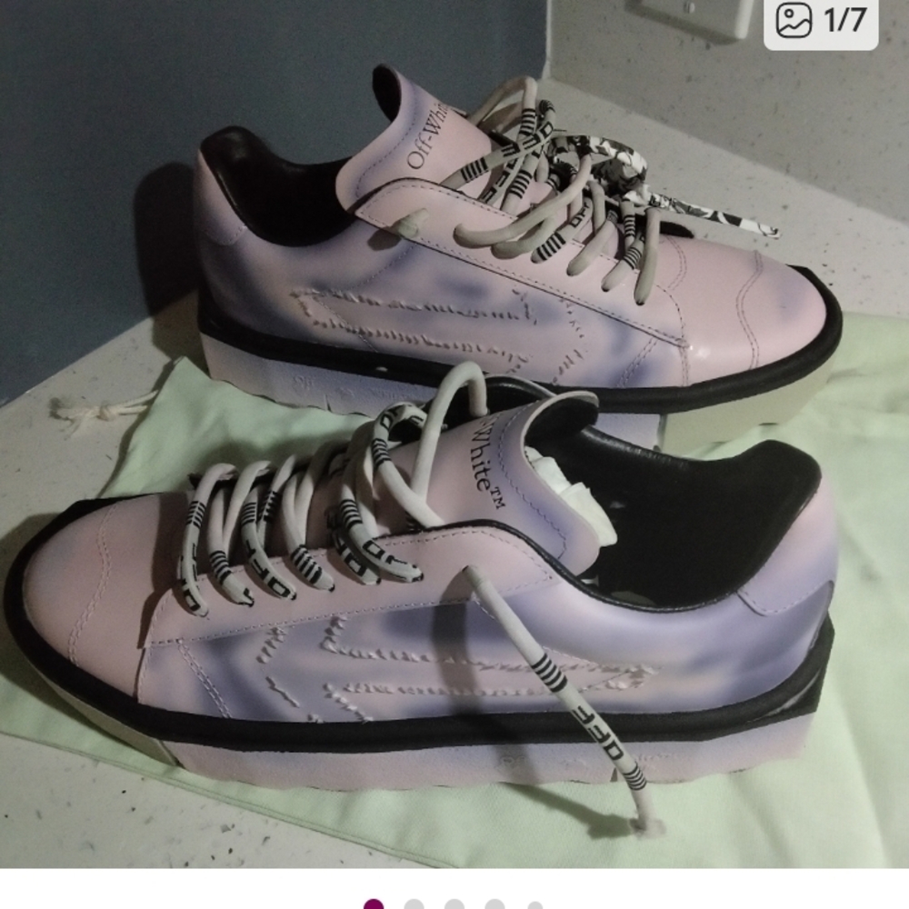 Off-White Pastel Purple Sneakers with Black Accents